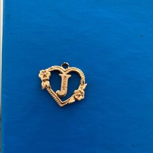 Gold Heart Pendant with Initial J